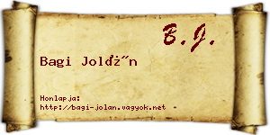 Bagi Jolán névjegykártya