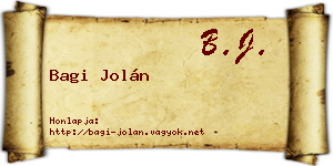 Bagi Jolán névjegykártya
